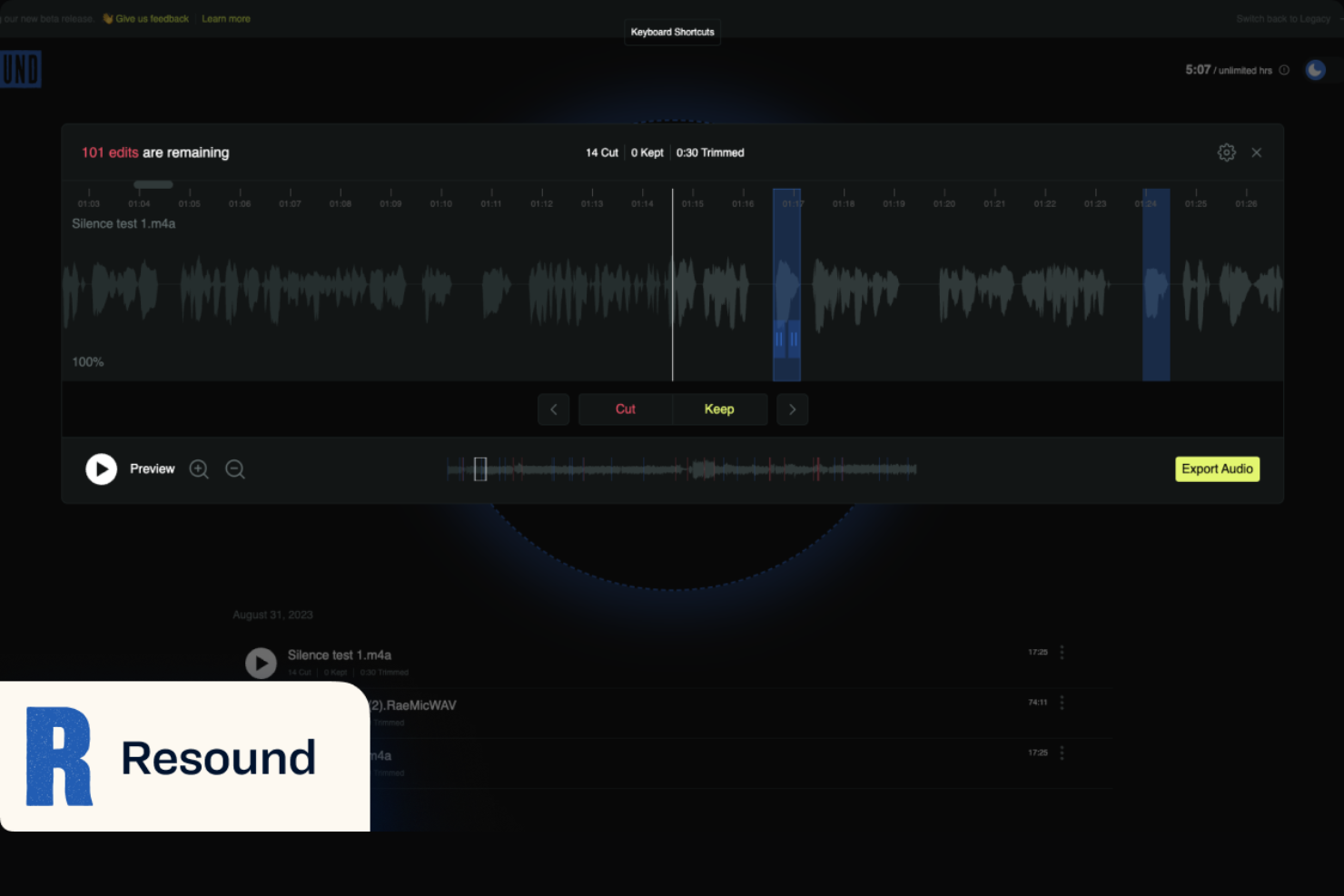 Resound screenshot - 10 Mejores Programas para Editar Podcasts Analizados en 2026