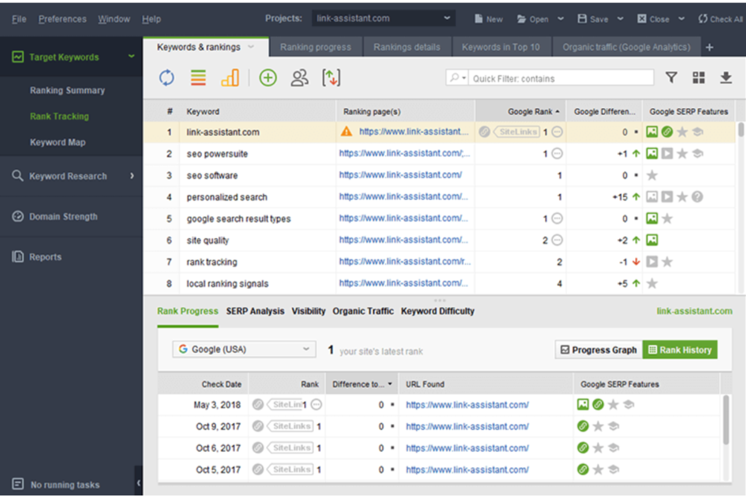 SEO PowerSuite screenshot - 10 Mejores Alternativas a Moz Analizadas en 2026