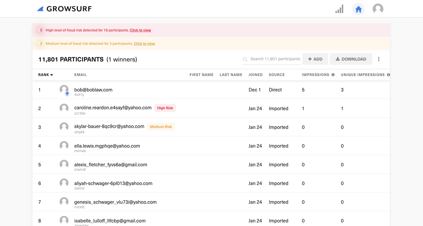 GrowSurf screenshot - Los 10 mejores programas de marketing viral analizados en 2026