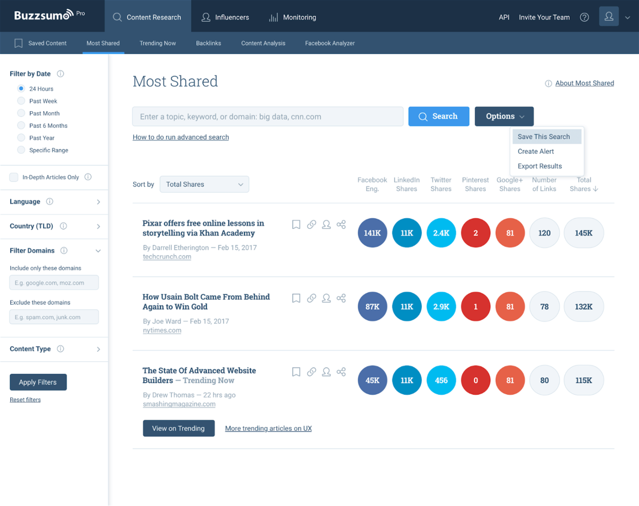 BuzzSumo screenshot - 10 Mejores Herramientas de Escucha Social: Reseñadas para 2026