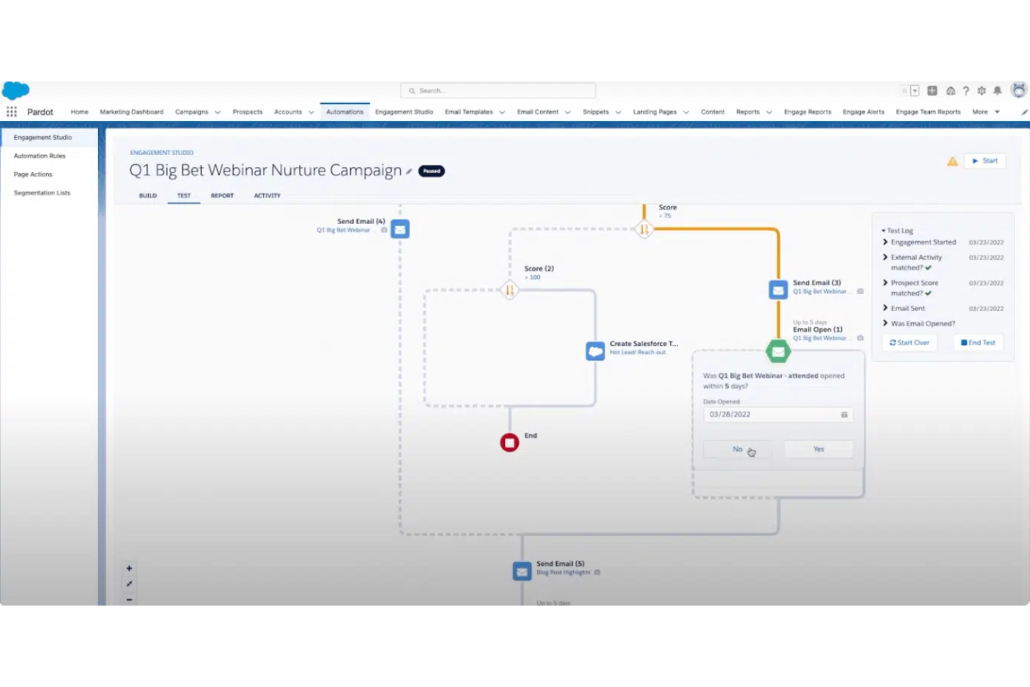 Salesforce Marketing Cloud Account Engagement (Pardot) screenshot - 10 migliori software per la gestione dei lead nel 2026