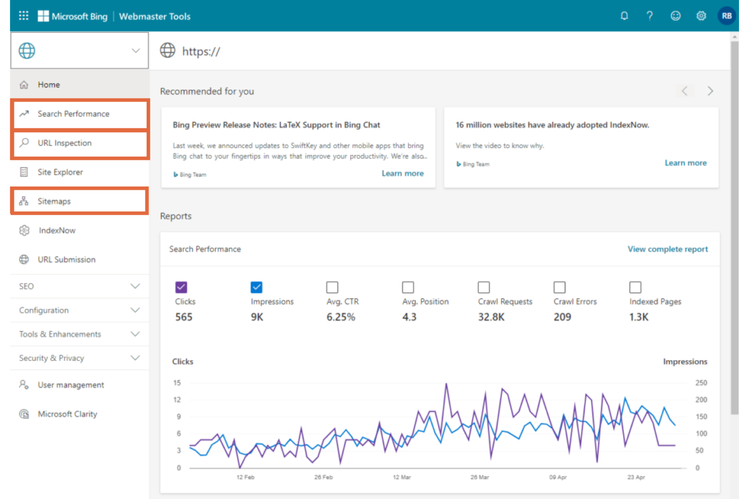 Bing Webmaster Tools screenshot - 10 Migliori Strumenti di Ricerca delle Parole Chiave per il 2026