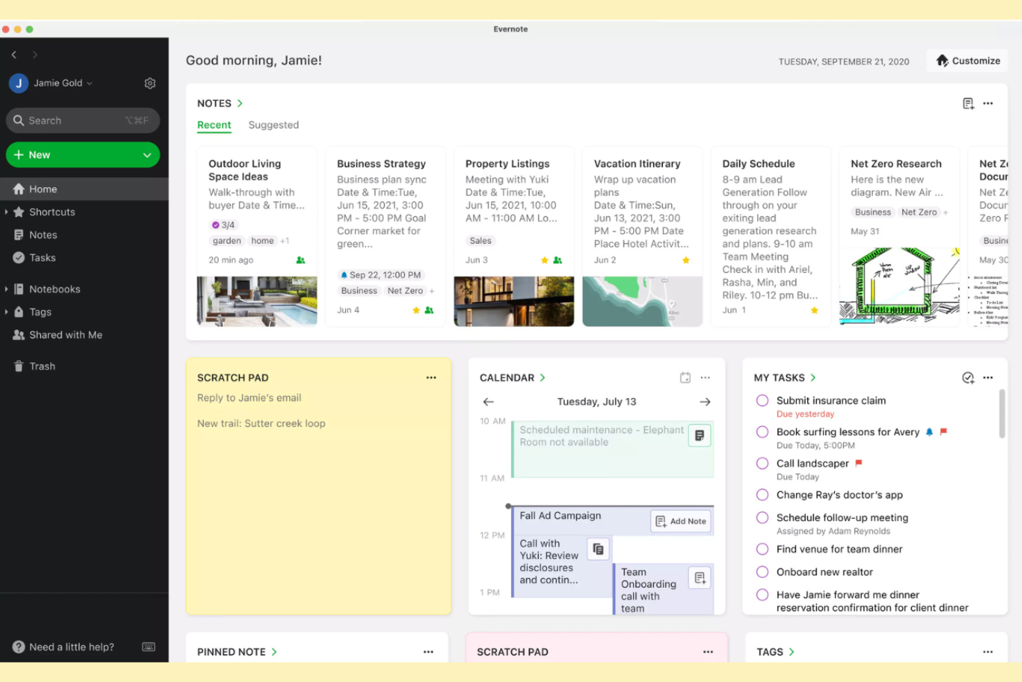 Evernote screenshot - 10 alternative a Notion per il 2026