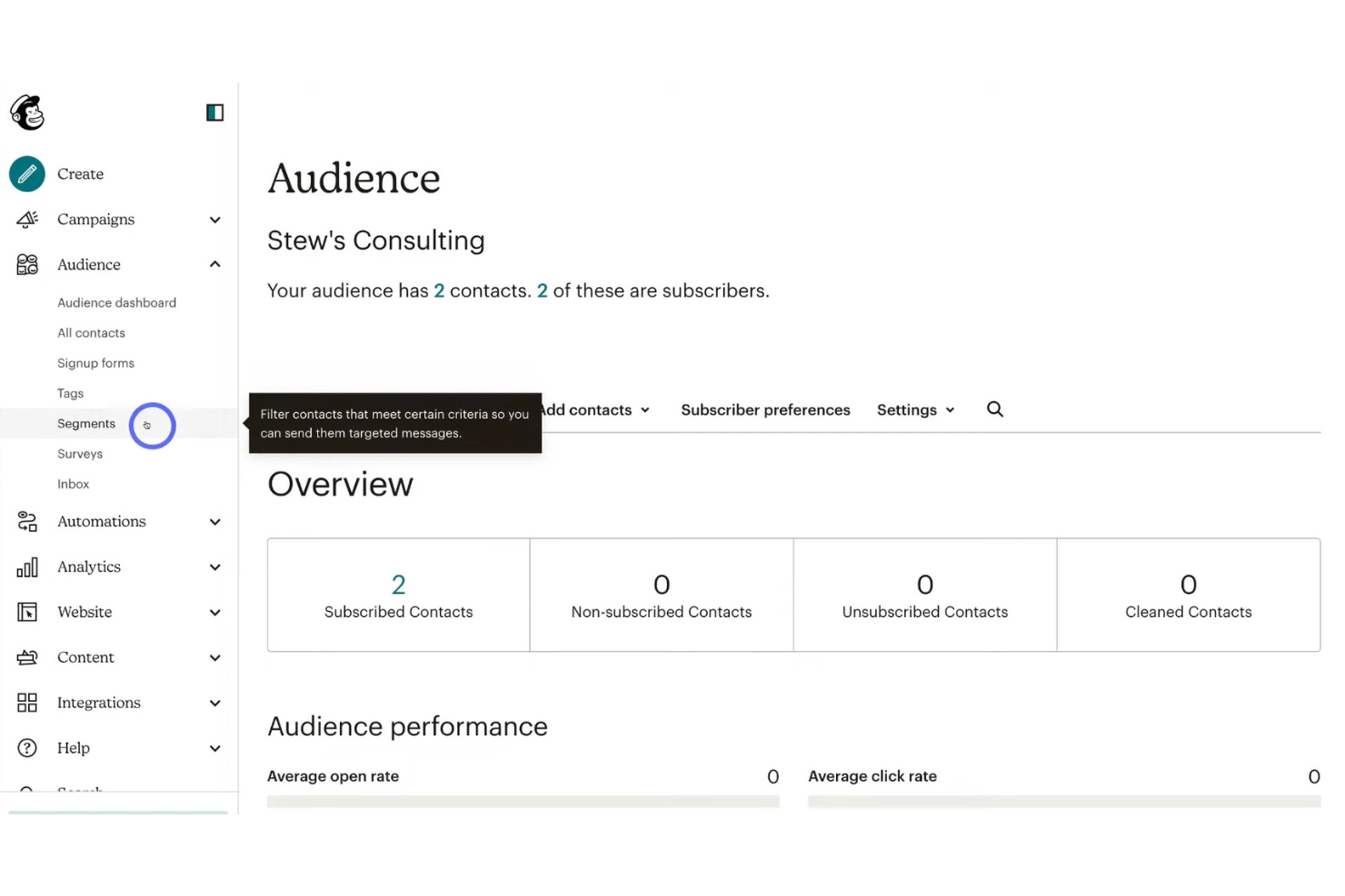 Mailchimp screenshot - 10 migliori software di marketing via email per WordPress nel 2026