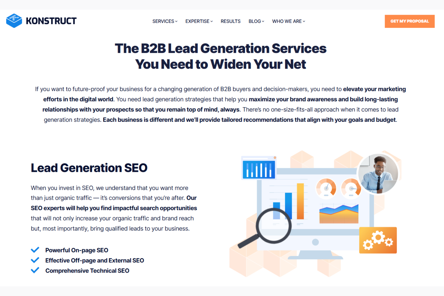 Konstruct Digital screenshot - 10 servizi di generazione di lead SaaS B2B recensiti nel 2026