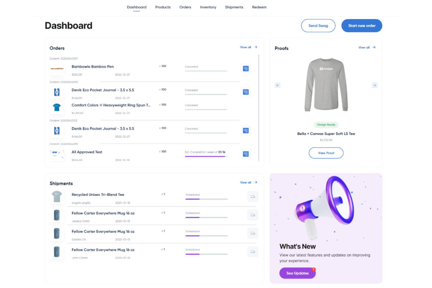 SwagUp screenshot - 14 Migliori Software per la Gestione di Prodotti Promozionali per il 2026