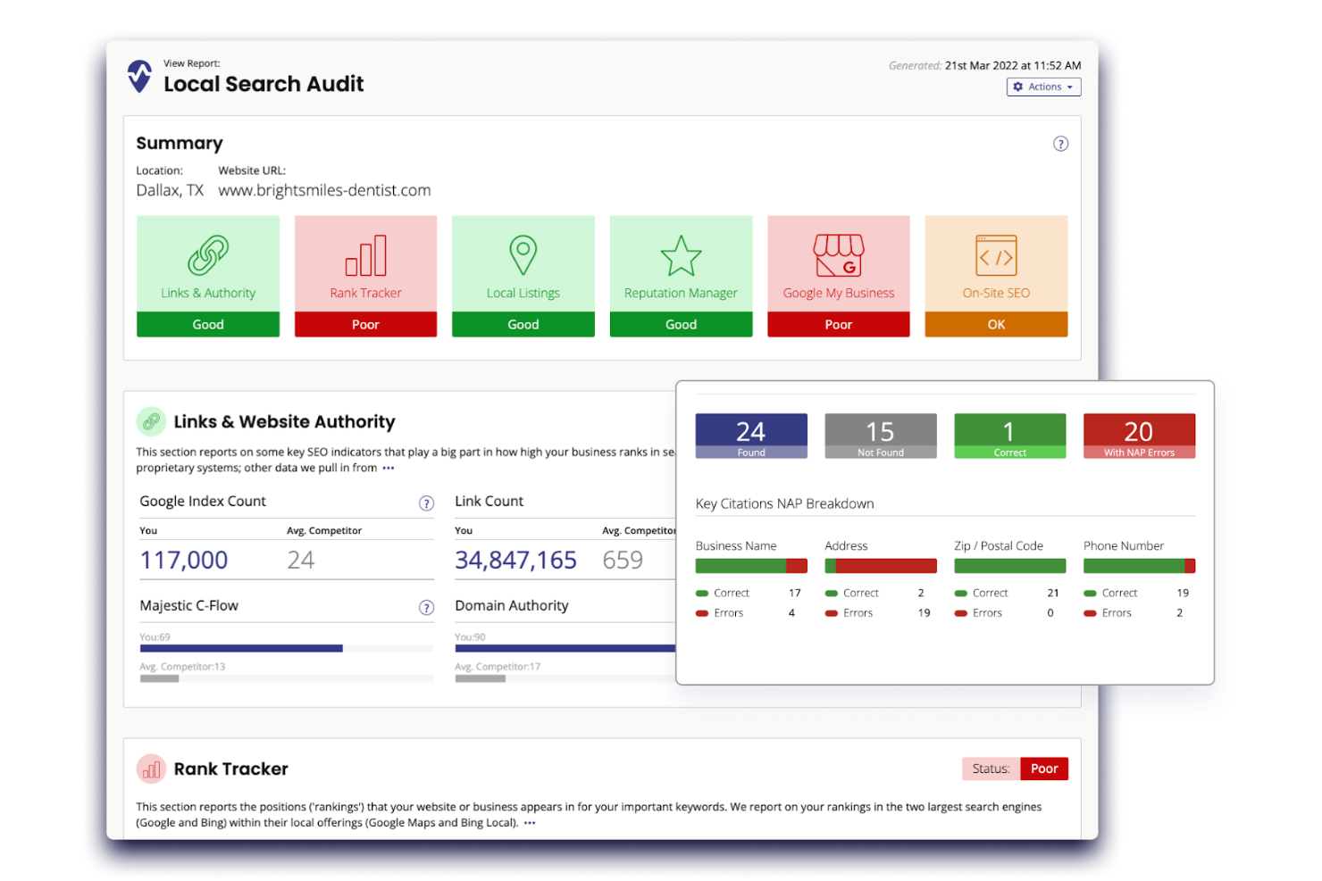 BrightLocal screenshot - 10 migliori alternative a Birdeye recensite nel 2026