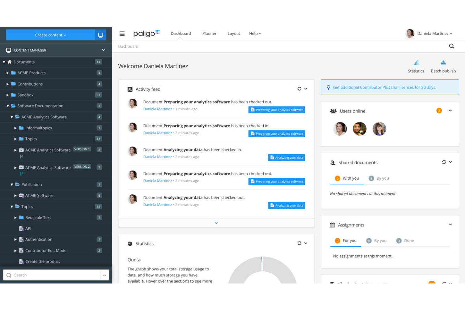 Paligo screenshot - 7 Mejores Sistemas de Gestión de Contenidos por Componentes en 2026