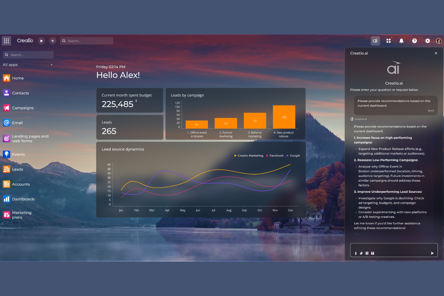 Creatio screenshot - 10 migliori software per la gestione dei lead nel 2026