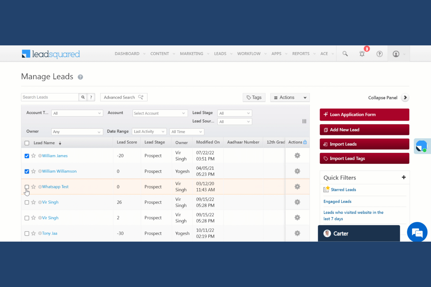 LeadSquared screenshot - 10 migliori software per la gestione dei lead nel 2026