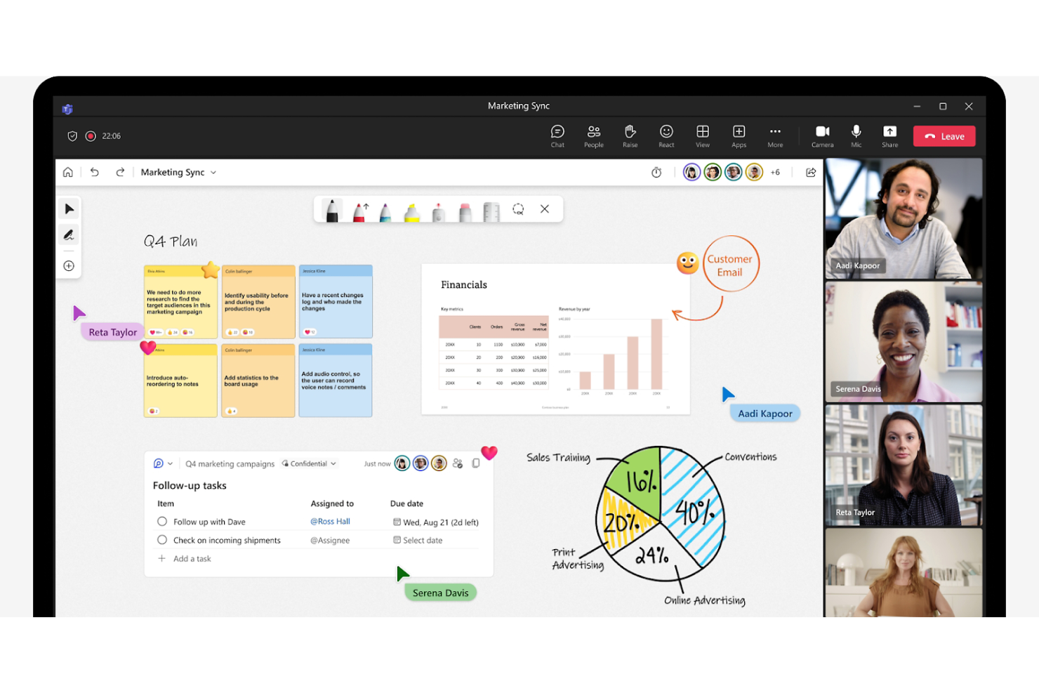Microsoft Whiteboard screenshot - 10 mejores alternativas a Miro analizadas en 2026