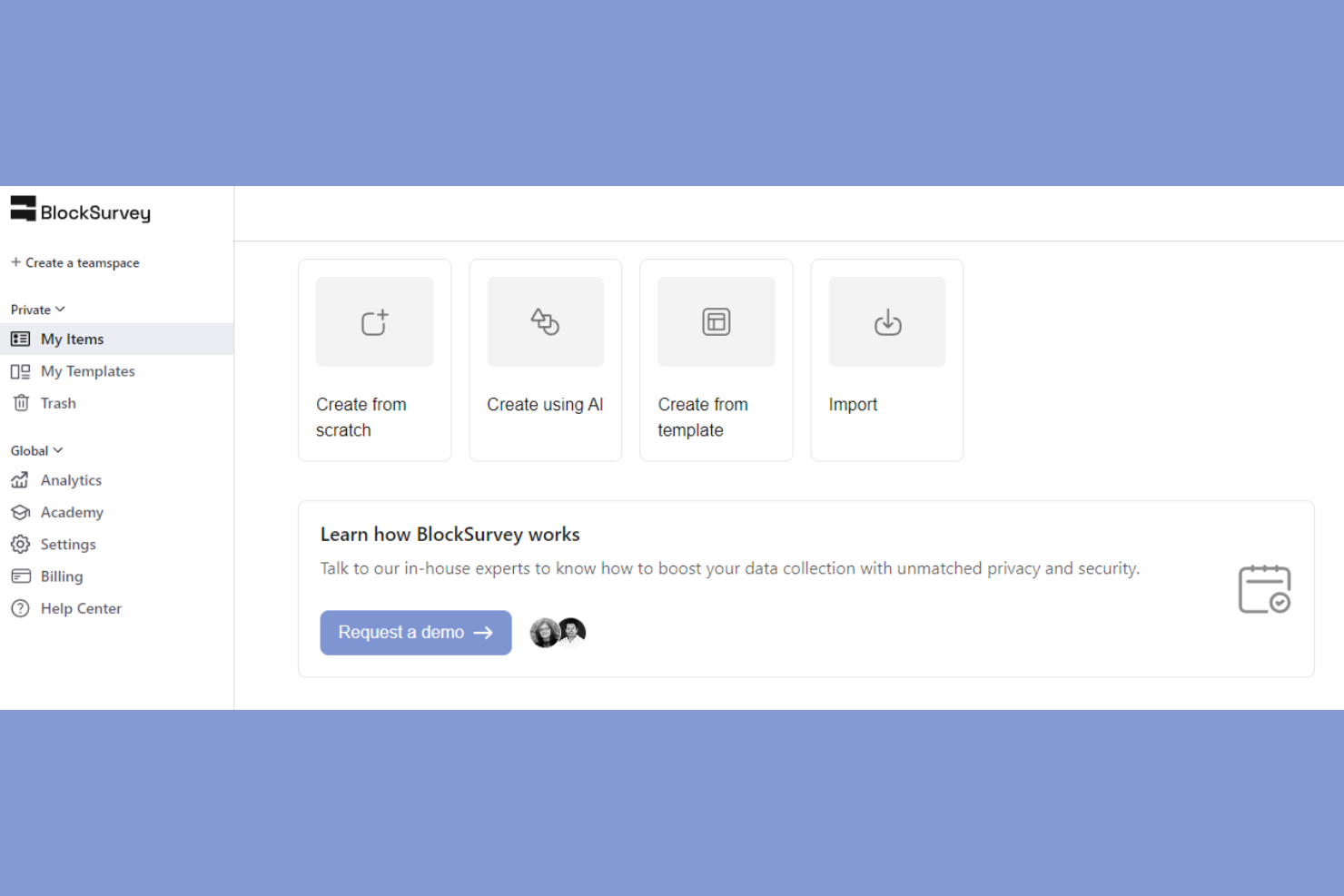 BlockSurvey screenshot - 10 SurveyMonkey-alternatieven geselecteerd voor 2026