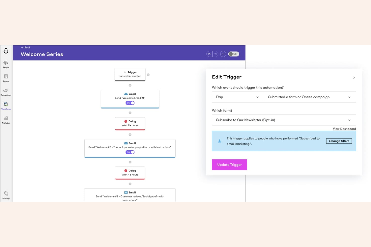 Drip screenshot - 10 beste software voor B2C-marketingautomatisering in 2026