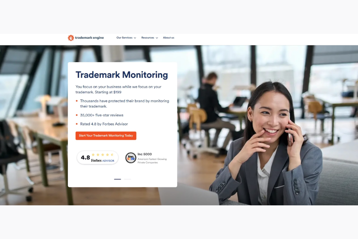 Trademark Engine screenshot - 10 Beste diensten voor merkbewaking beoordeeld in 2026