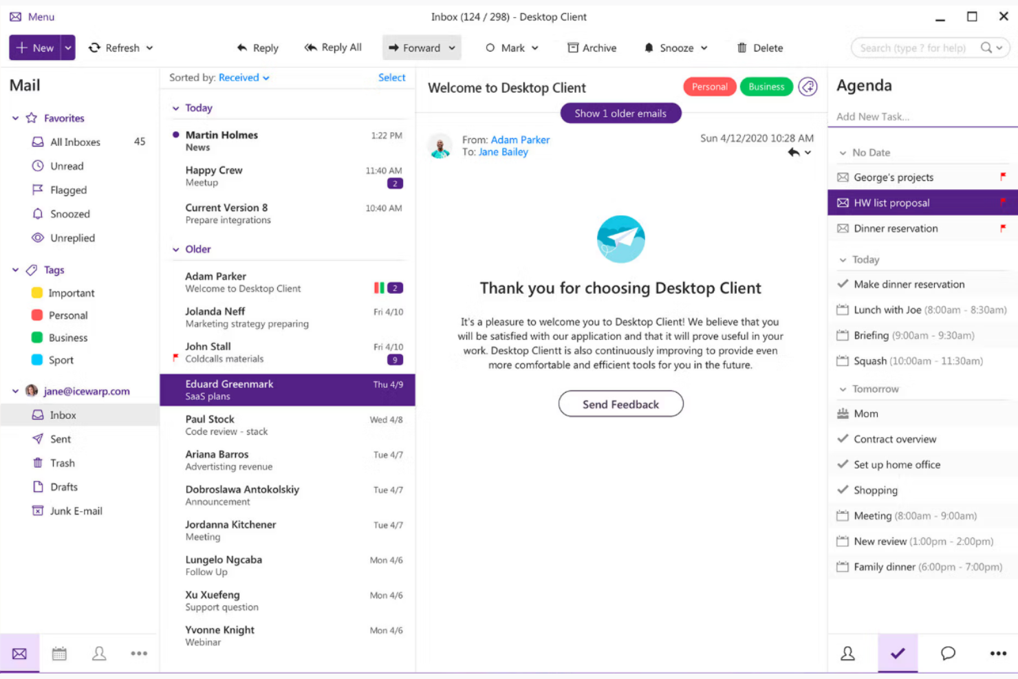 IceWarp screenshot - 10 Beste zakelijke e-mailserviceproviders voor 2026