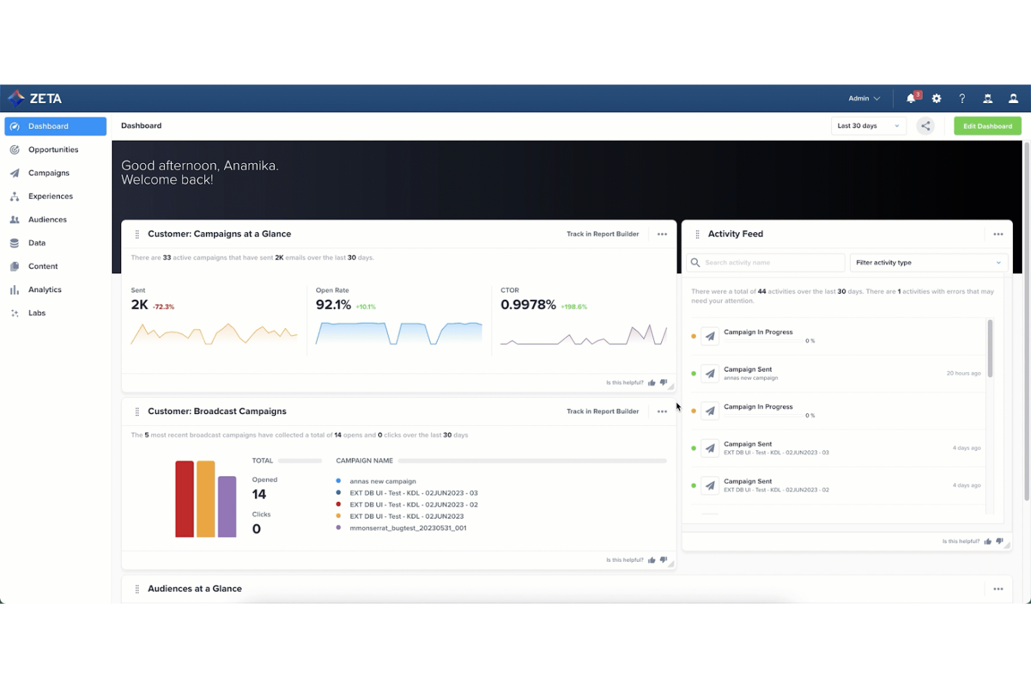 Zeta Marketing Platform screenshot - 10 beste alternatieven voor HubSpot Marketing om te overwegen in 2026