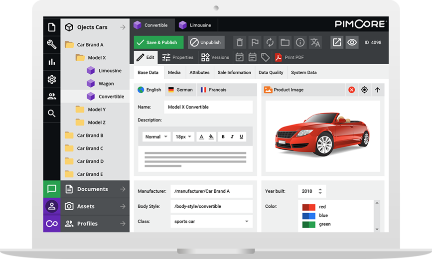 Pimcore screenshot - 10 beste software voor marketingmiddelenbeheer van 2026