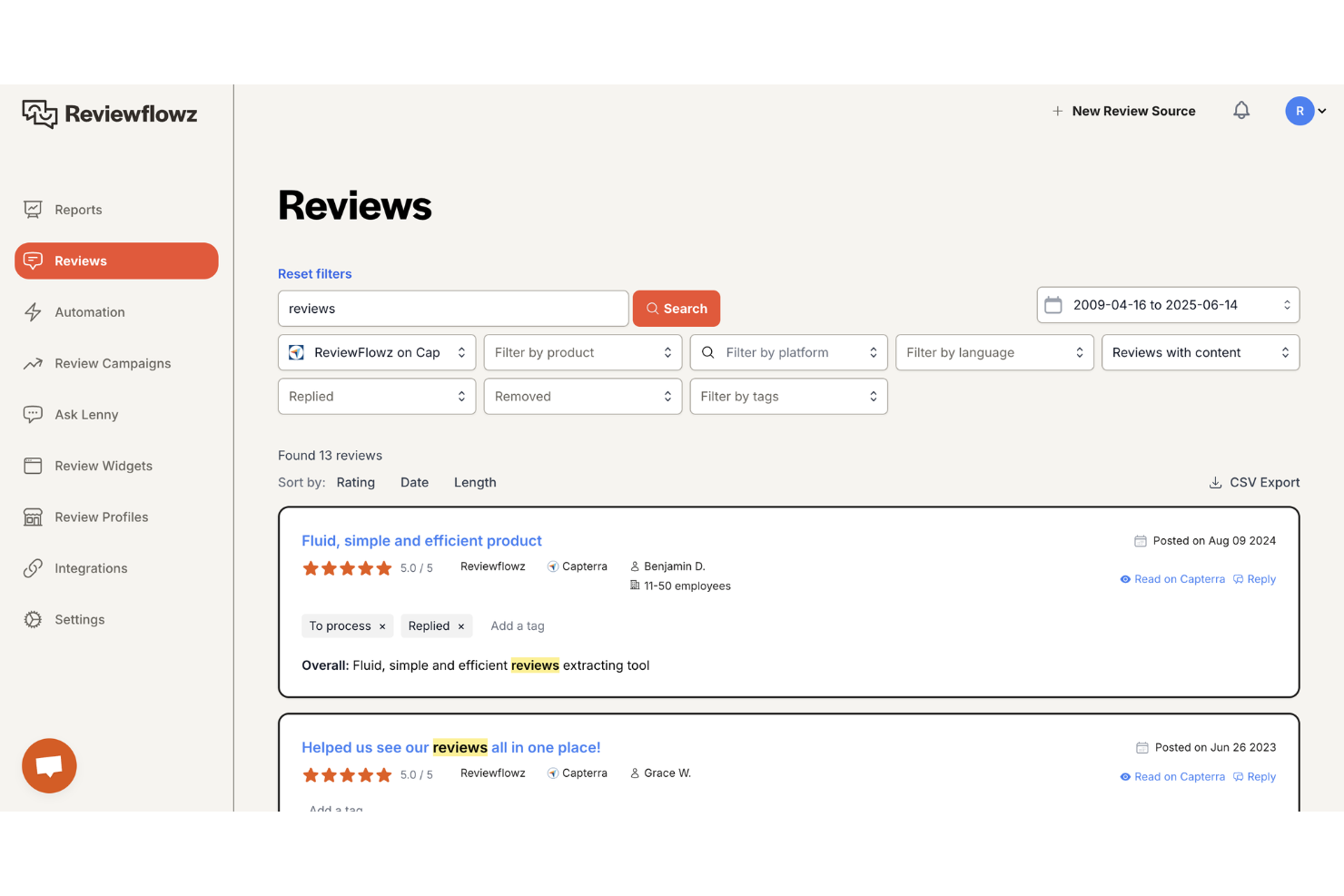 ReviewFlowz screenshot - 10 bästa programvarorna för recensionshantering – granskade 2026