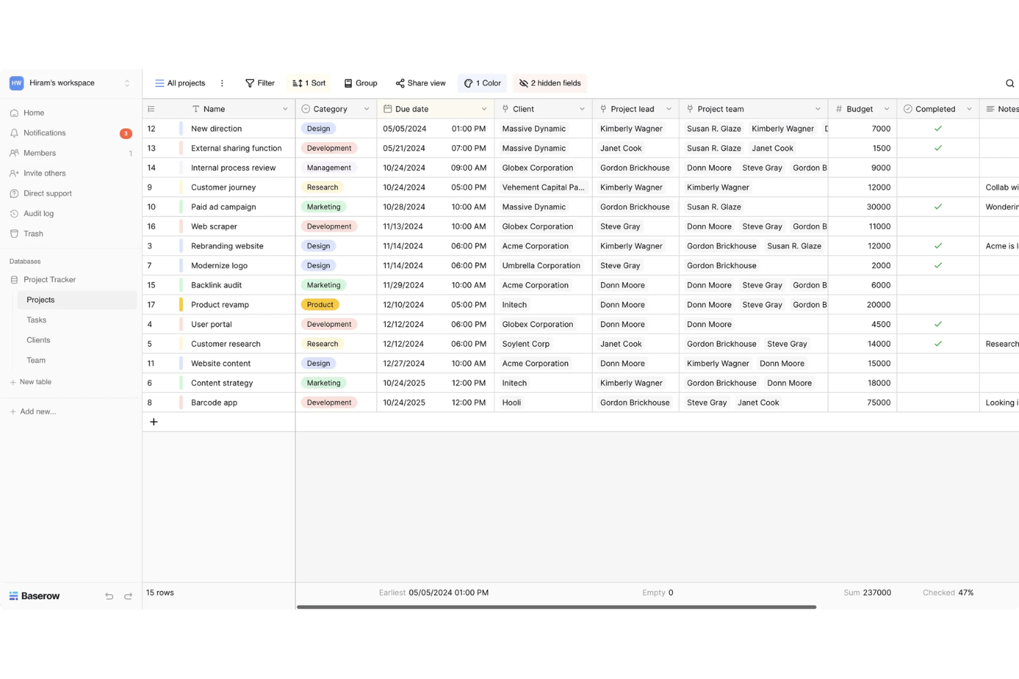 Baserow screenshot - 10 alternativ till Smartsheet år 2026