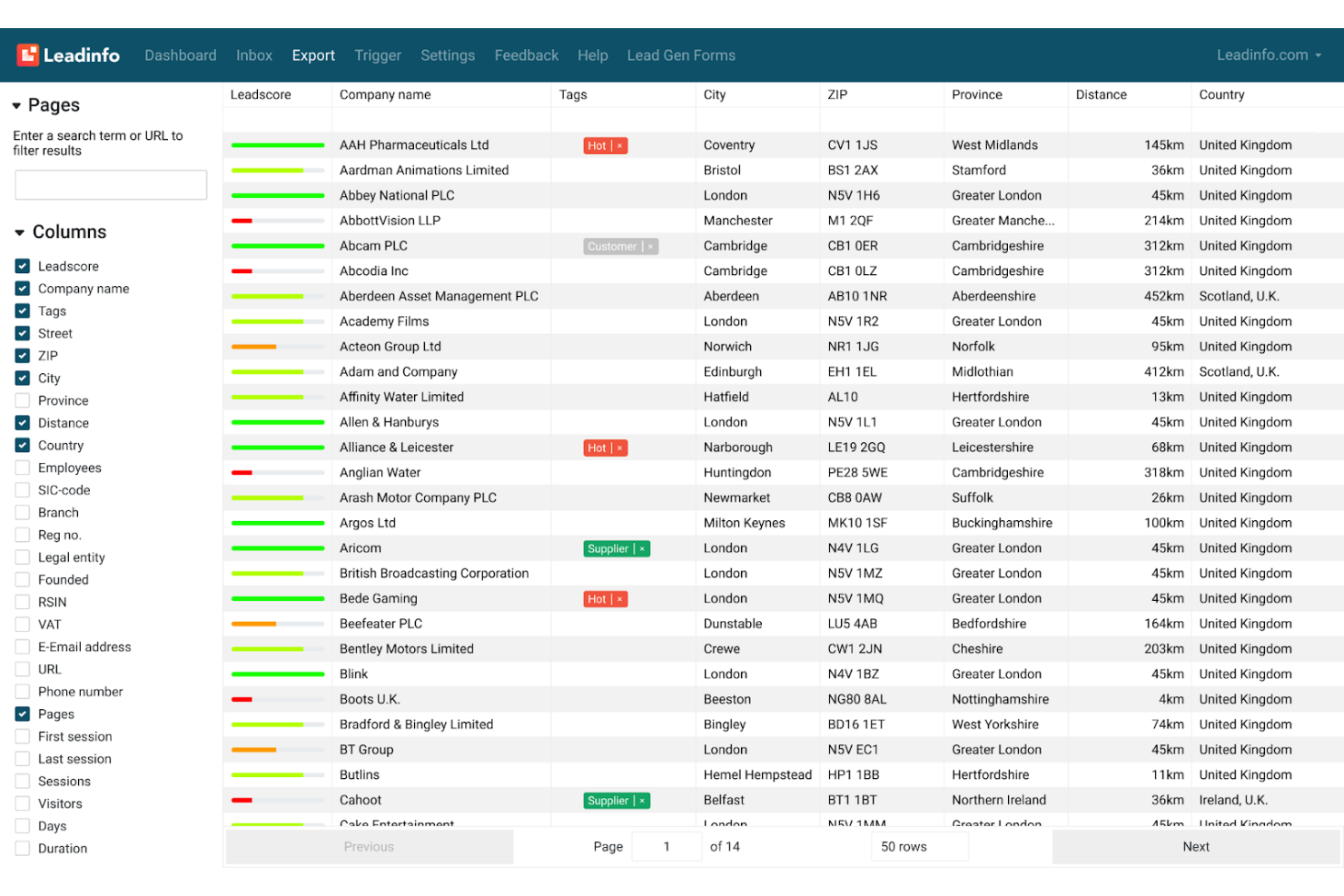 Leadinfo screenshot - Le 10 migliori alternative a Leadfeeder recensite nel 2026