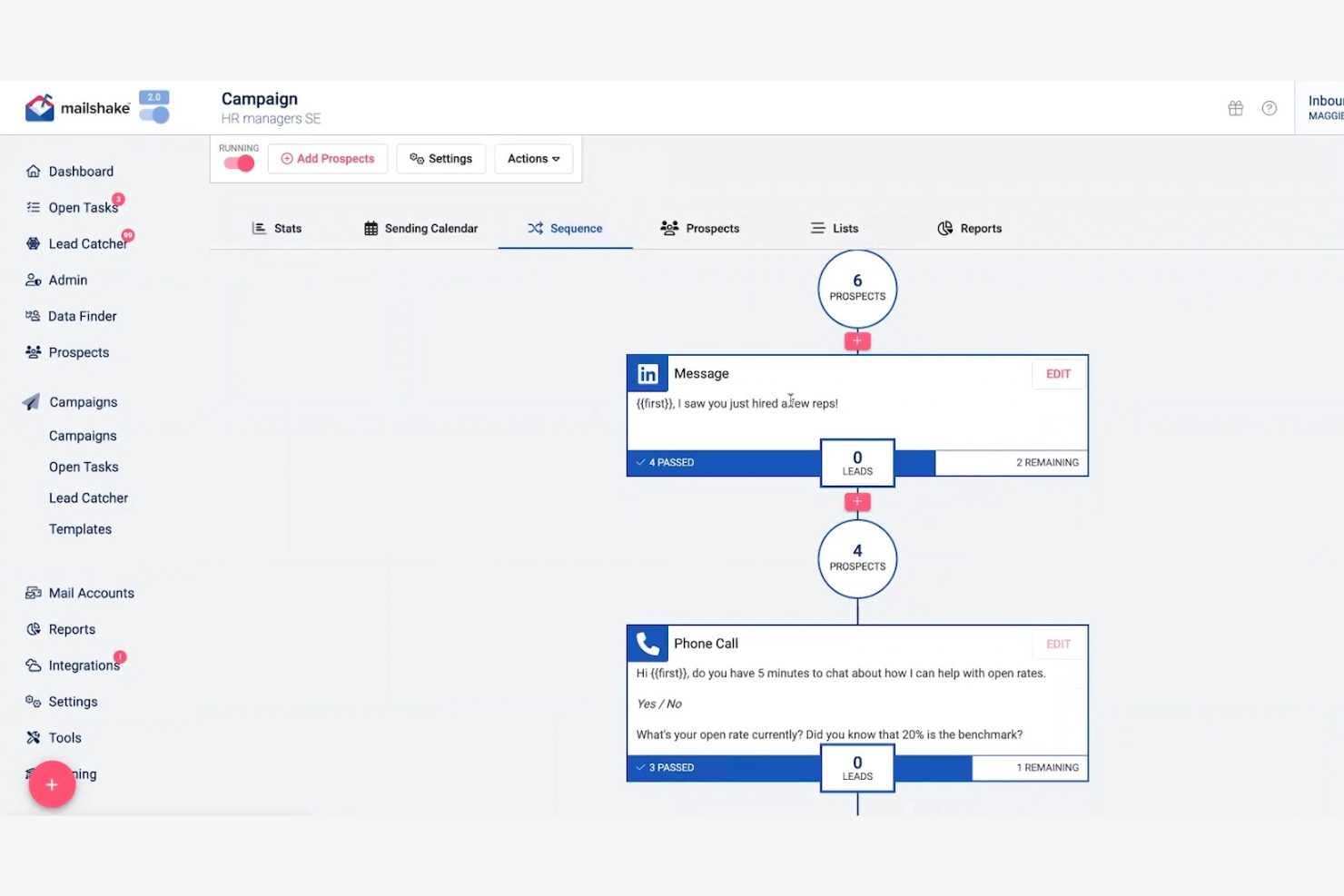 Mailshake screenshot - 10 meilleures alternatives à Outreach évaluées en 2026