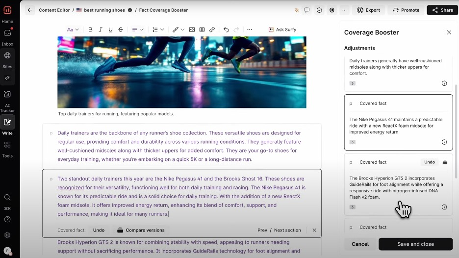 Surfer SEO screenshot - Las 10 mejores alternativas a Copy.ai analizadas en 2026