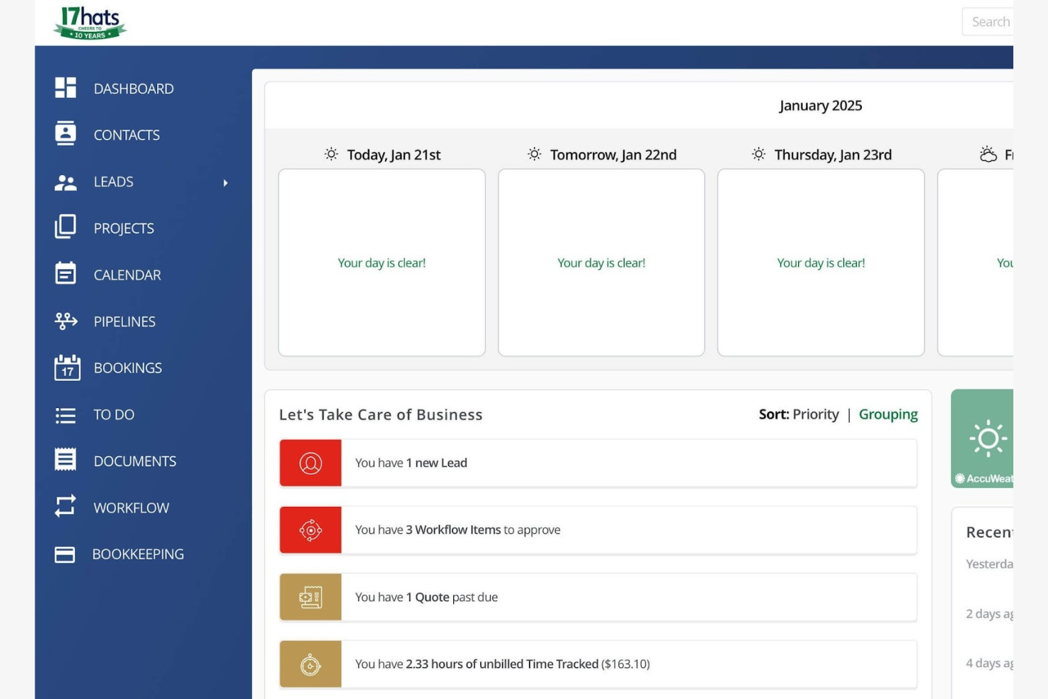 17hats screenshot - 10 meilleures alternatives à Bonsai évaluées en 2026