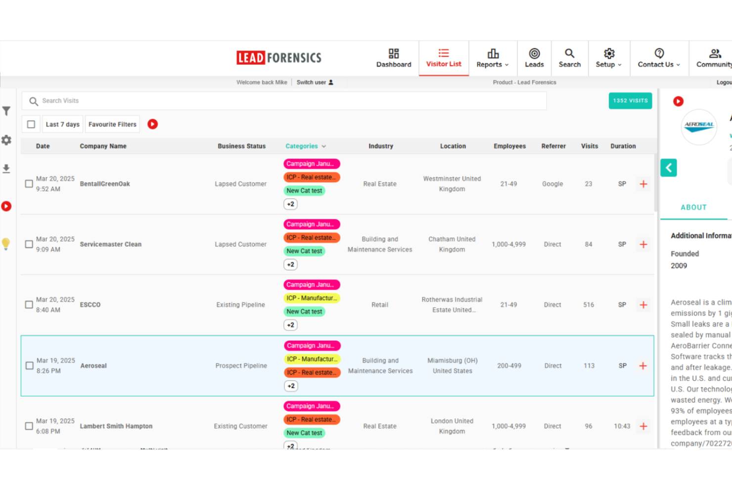 Lead Forensics screenshot - Le 10 migliori alternative a Leadfeeder recensite nel 2026