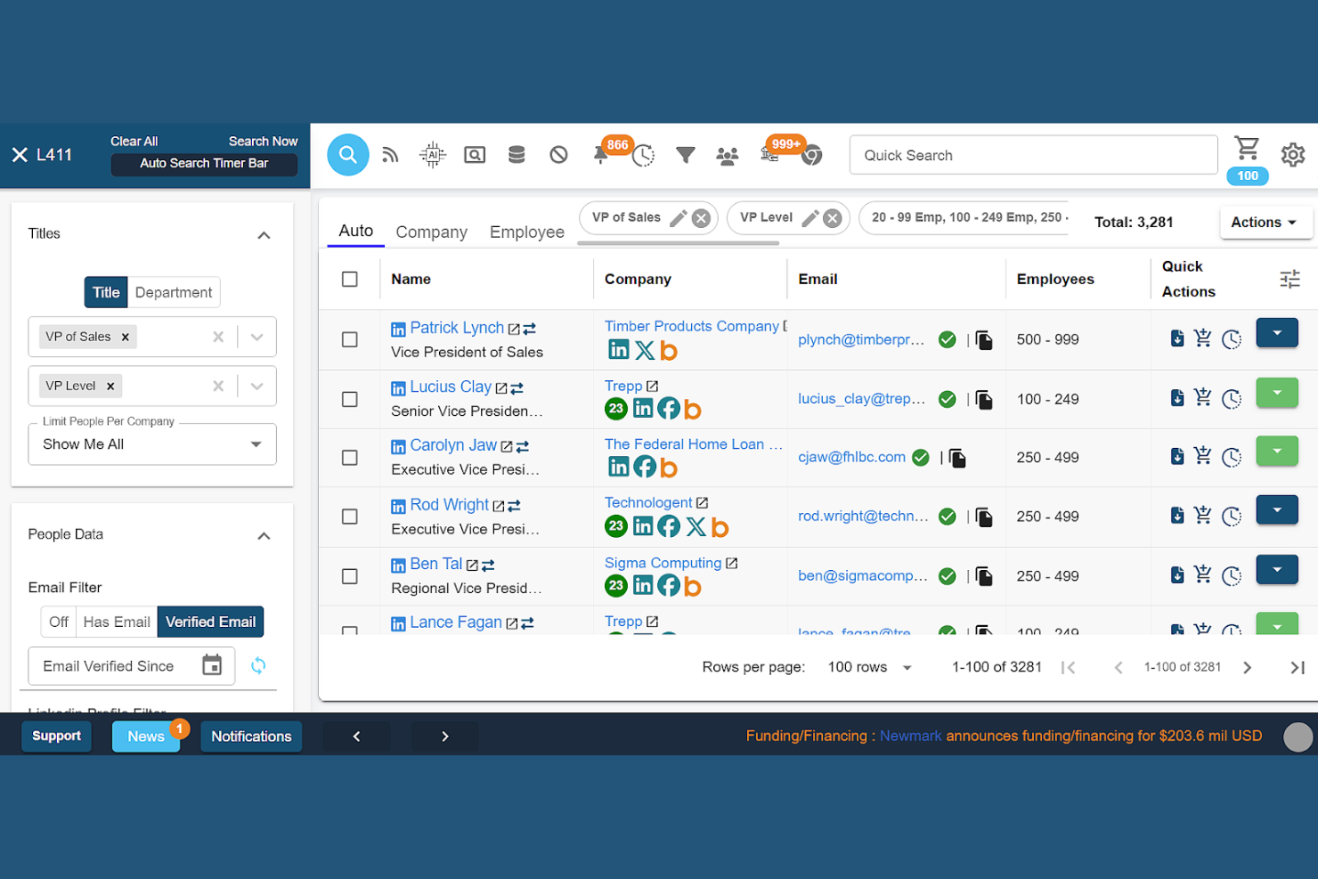 Lead411 screenshot - Die 10 besten ZoomInfo-Alternativen im Test 2026