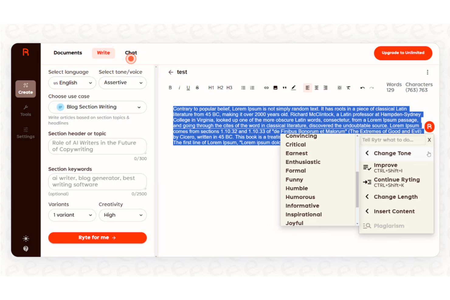 Rytr screenshot - Las 10 mejores alternativas a Grammarly para 2026