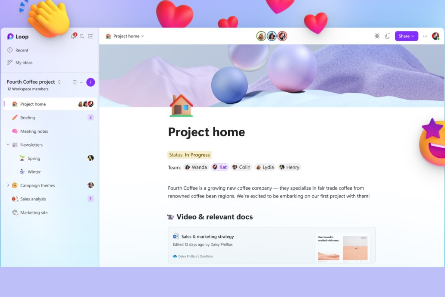 Microsoft Loop screenshot - 10 alternativas a Basecamp seleccionadas para 2026