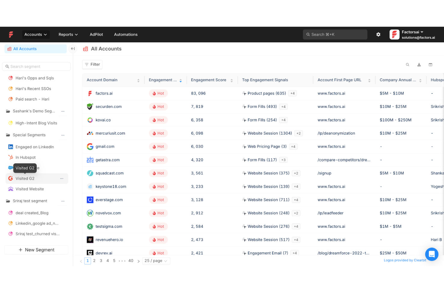 Factors.AI screenshot - Le 10 migliori alternative a Leadfeeder recensite nel 2026