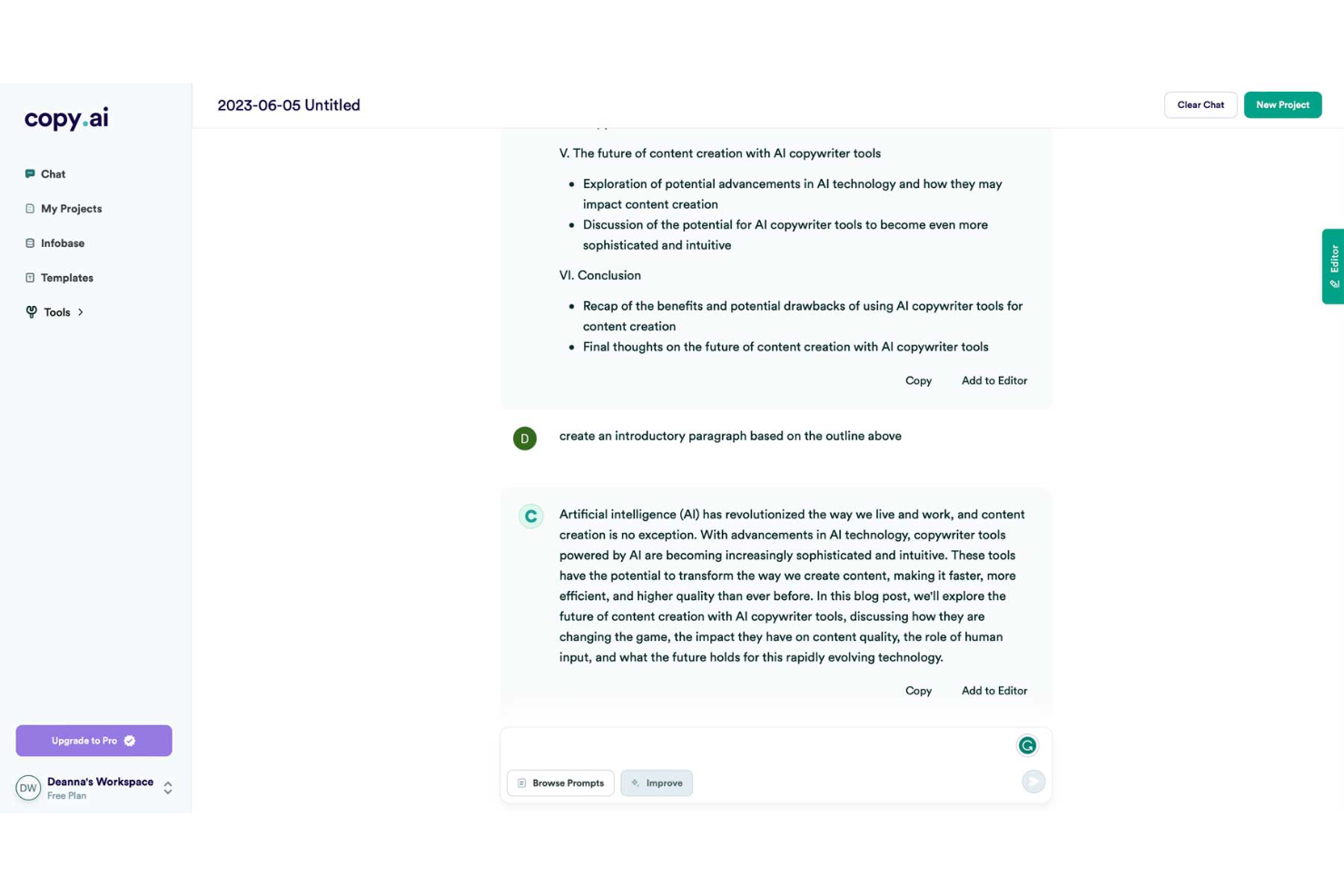 Copy.ai screenshot - 10 meilleures alternatives à Grammarly pour 2026