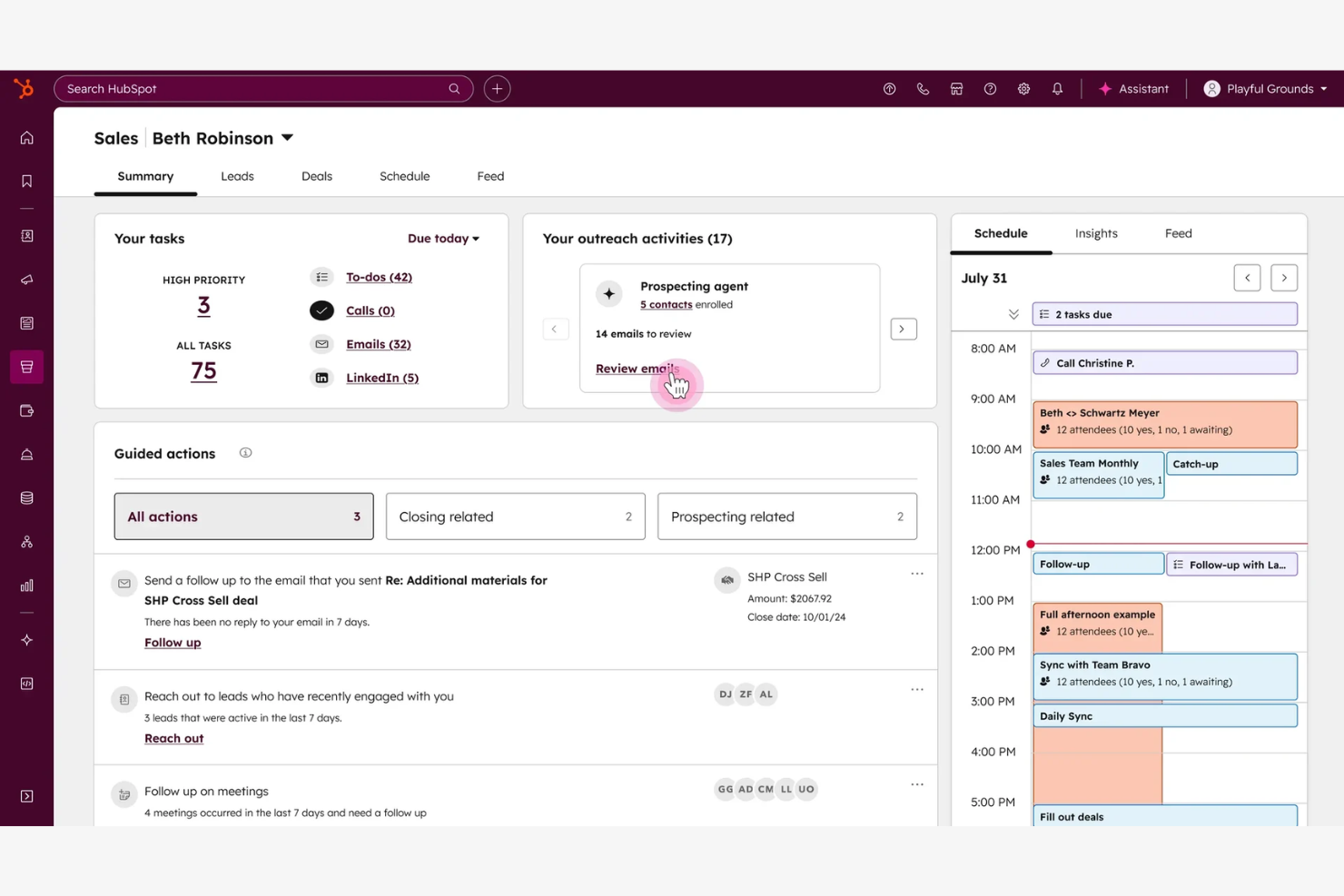 HubSpot Sales Hub screenshot - 10 meilleures alternatives à Outreach évaluées en 2026