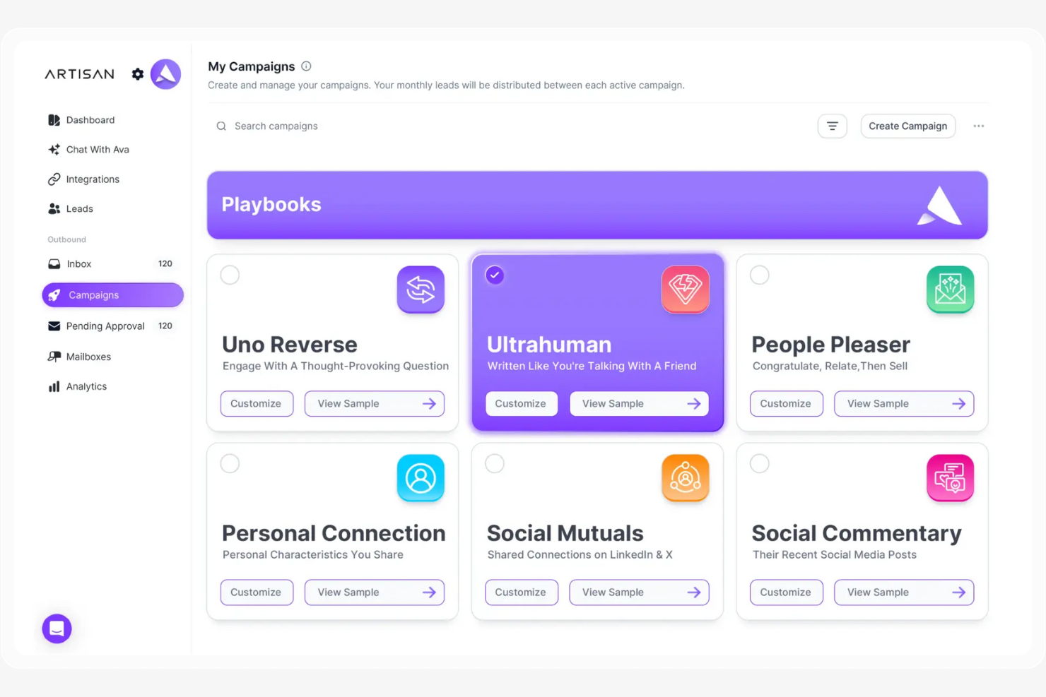 Artisan screenshot - Le 10 migliori alternative a Outreach recensite nel 2026