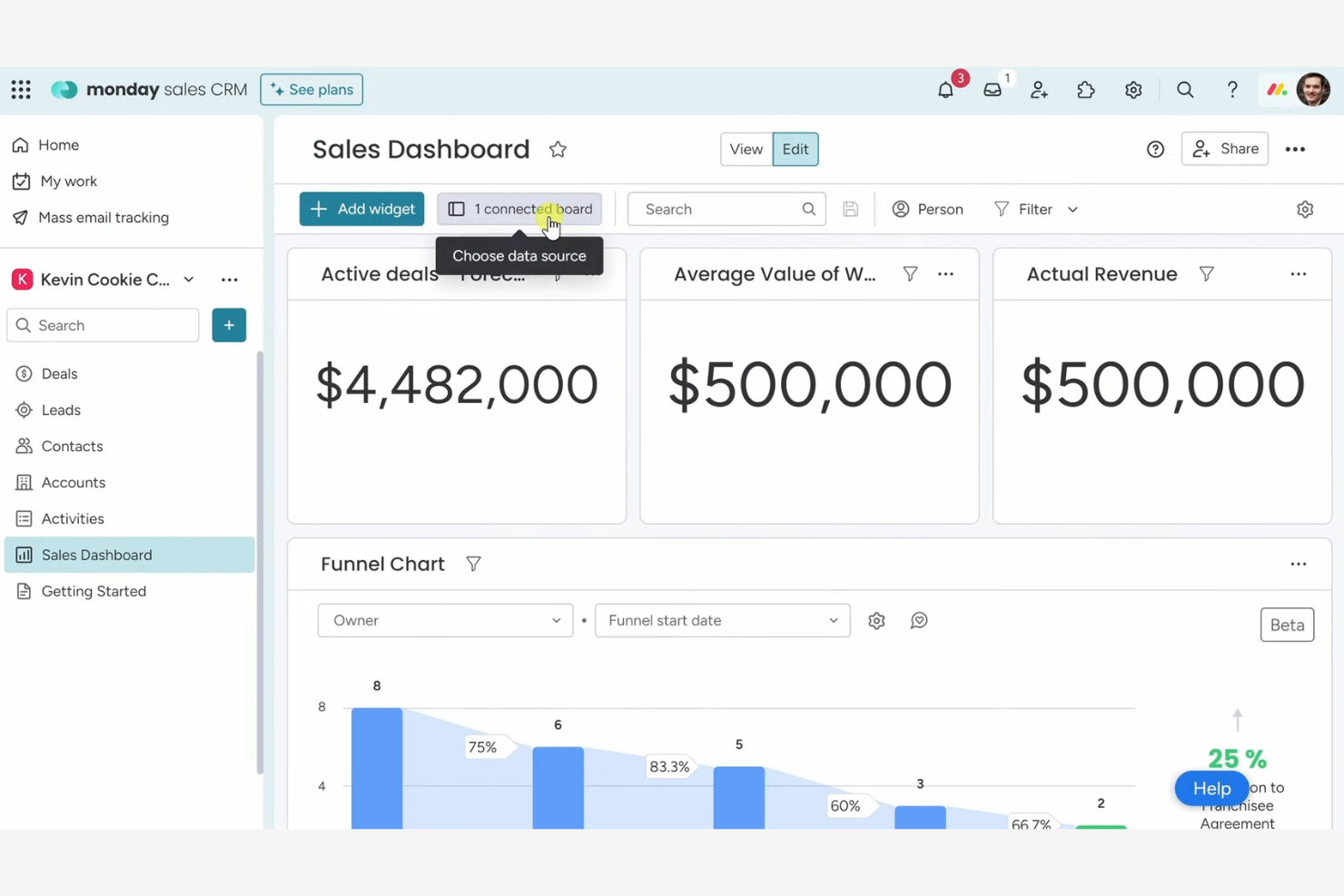 monday CRM screenshot - 10 meilleures alternatives à Pipedrive évaluées en 2026