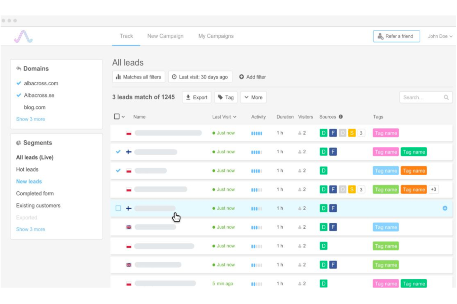 Albacross screenshot - Las 10 mejores alternativas a Leadfeeder analizadas en 2026