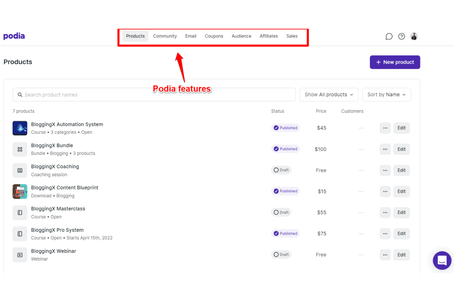 Podia screenshot - 10 meilleures alternatives à Kajabi évaluées en 2026