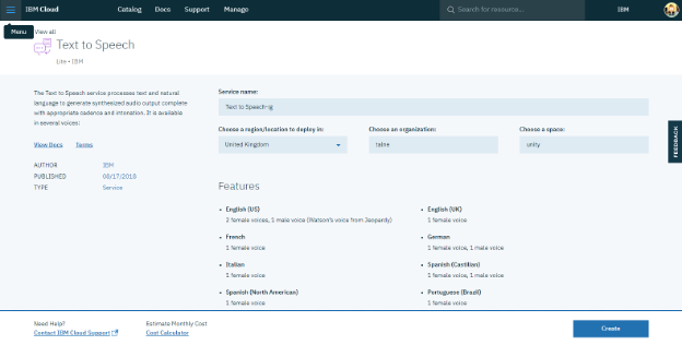 IBM Watson TTS screenshot - Le 10 migliori alternative a Murf AI recensite nel 2026