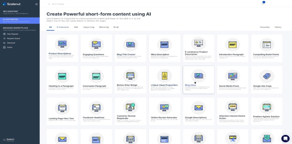 Scalenut screenshot - Las 10 mejores alternativas a Copy.ai analizadas en 2026