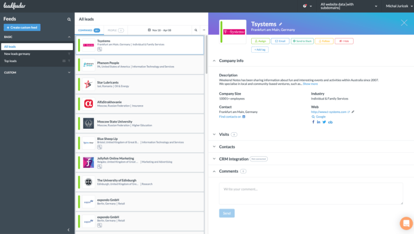 Leadfeeder screenshot - 10 B2B Marketing Automation Platforms In 2026