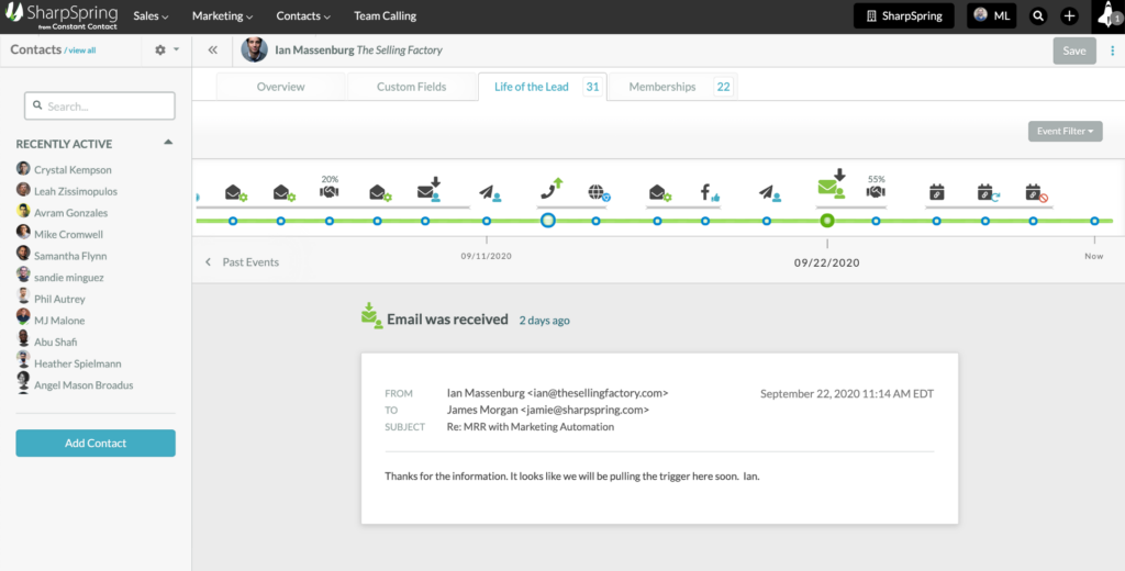 SharpSpring screenshot - 21 Beste Marketing-CRM-Software Im Test Für 2026