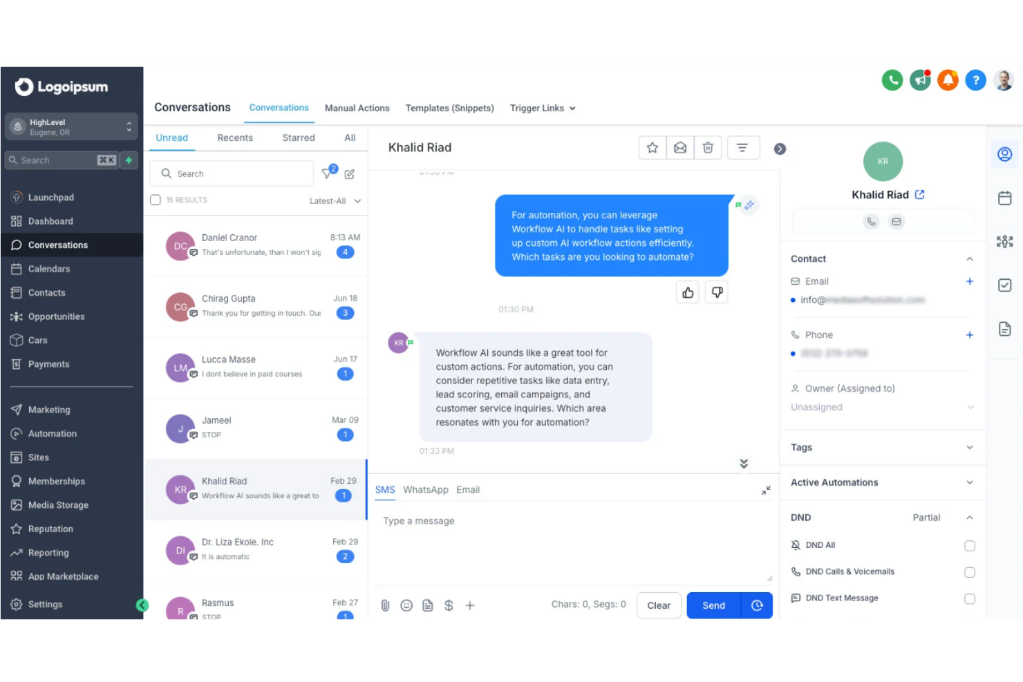 HighLevel screenshot - 21 Beste Marketing-CRM-Software Im Test Für 2026
