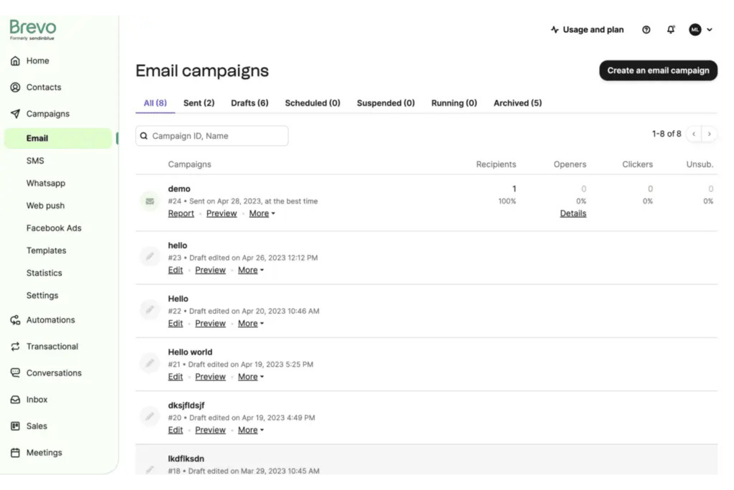 Brevo screenshot - 10 Best MailerLite Alternatives Reviewed In 2026