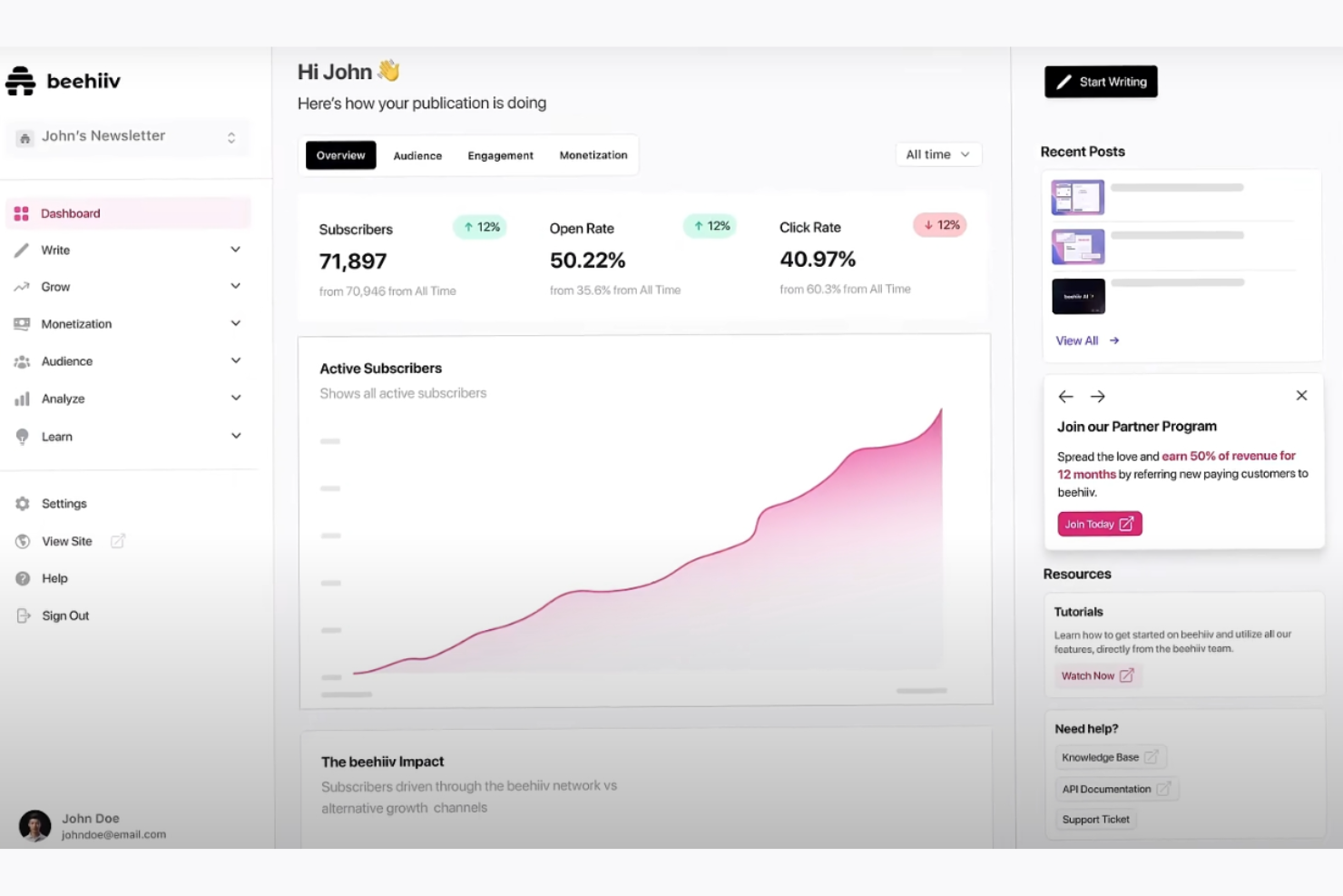 Beehiiv screenshot - 18 Best Email Newsletter Software Reviewed in 2026