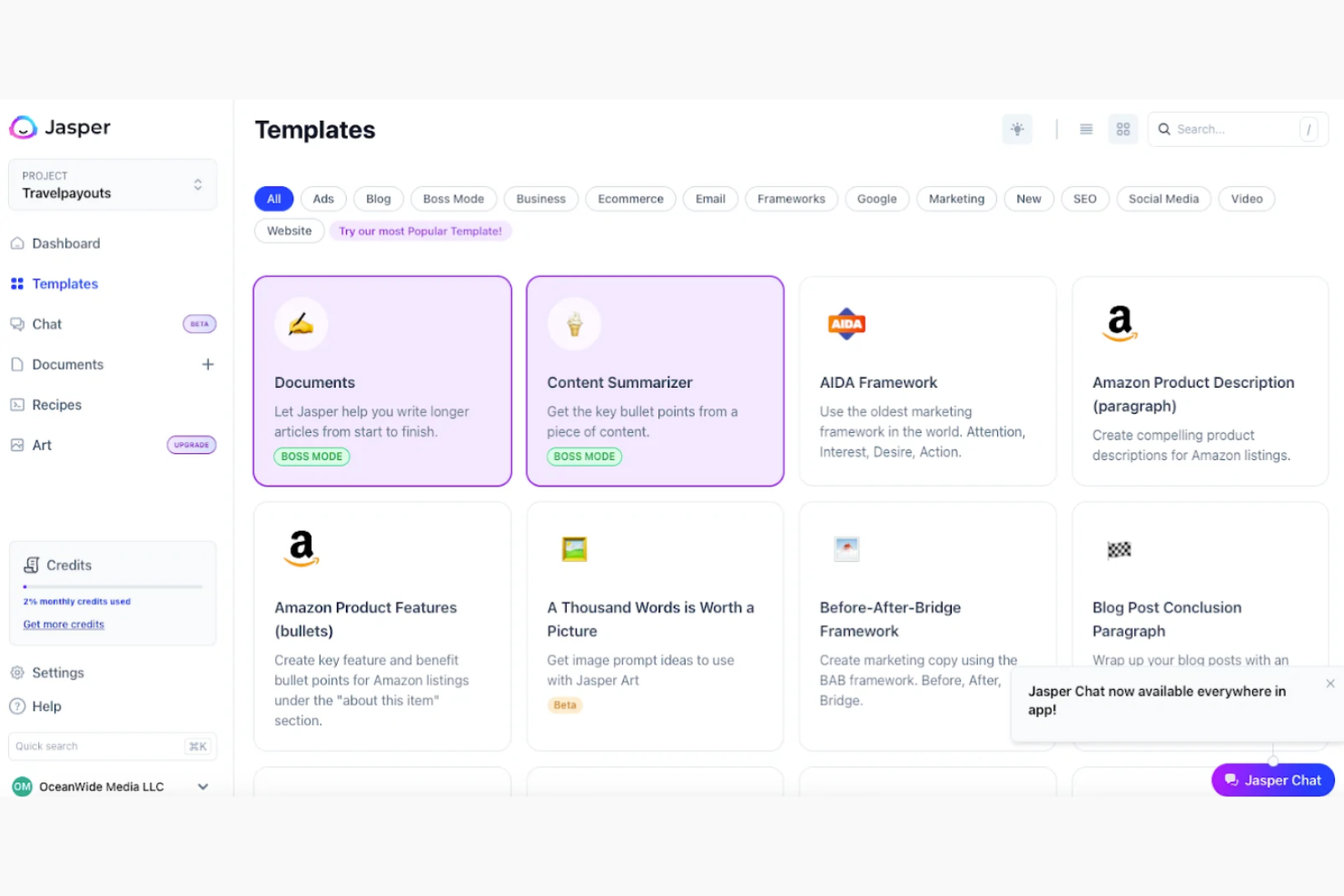 Jasper screenshot - 17 Best AI Content Writing Tools Reviewed in 2025