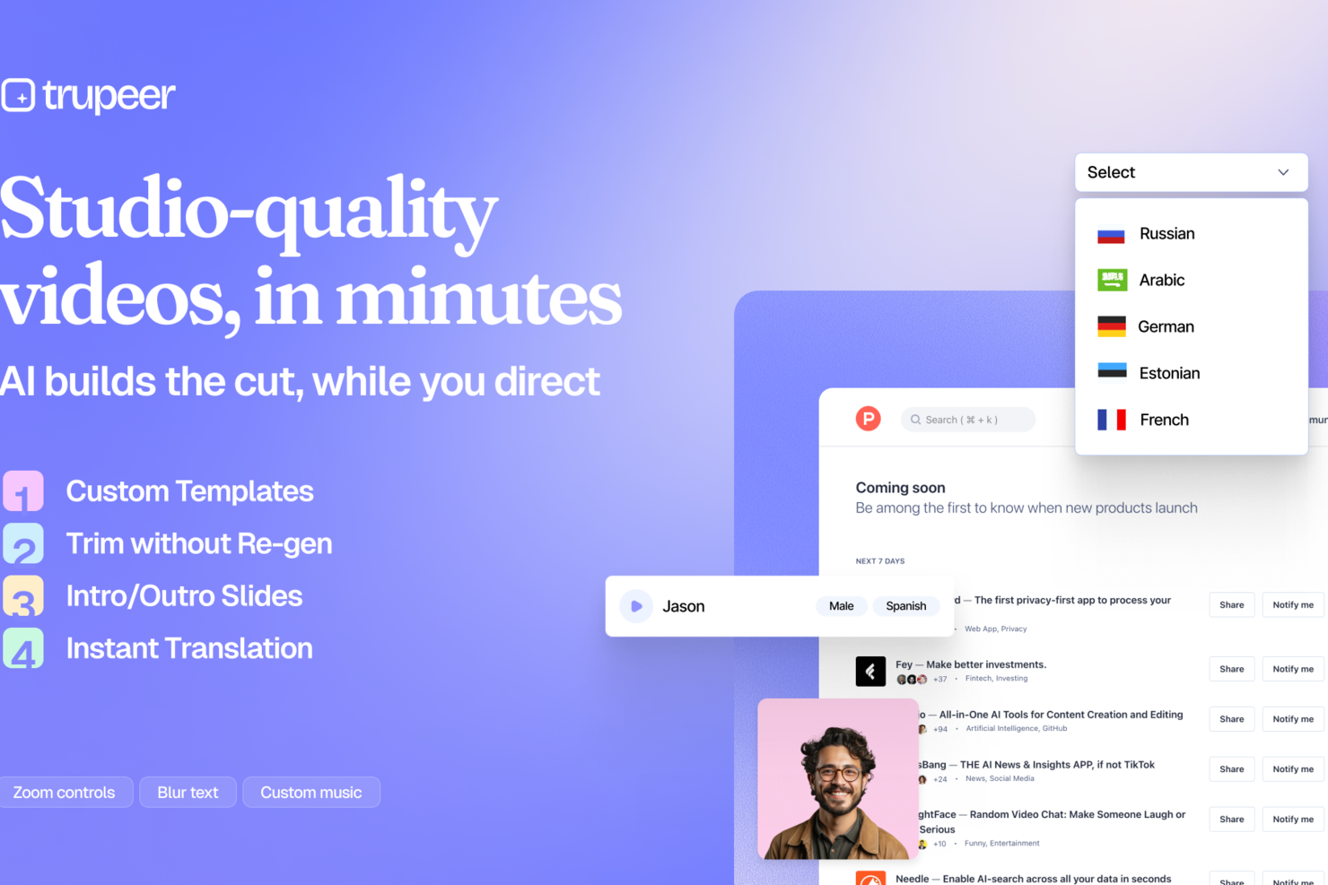TruPeer screenshot - 18 Best AI Video Editors Reviewed in 2026