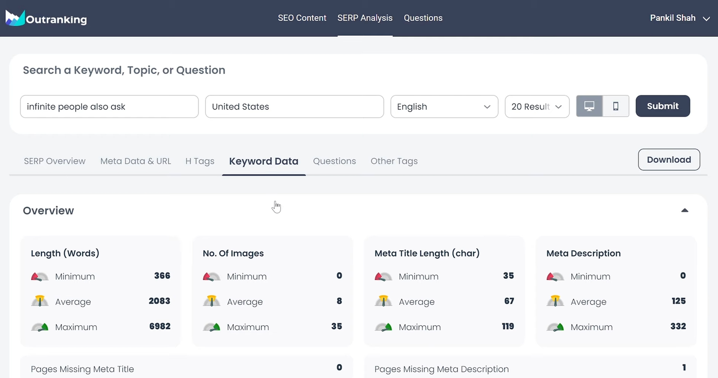 Outranking screenshot - 38 Best AI SEO Tools Reviewed in 2026