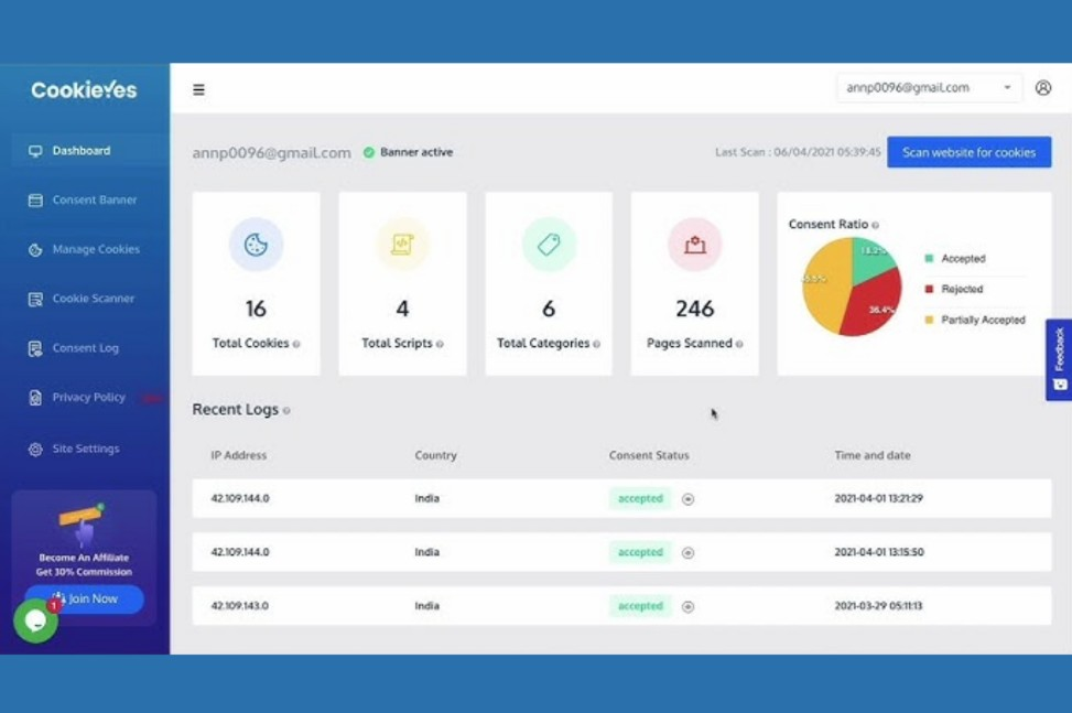 CookieYes screenshot - 14 Best Consent Management Platforms Reviewed in 2026