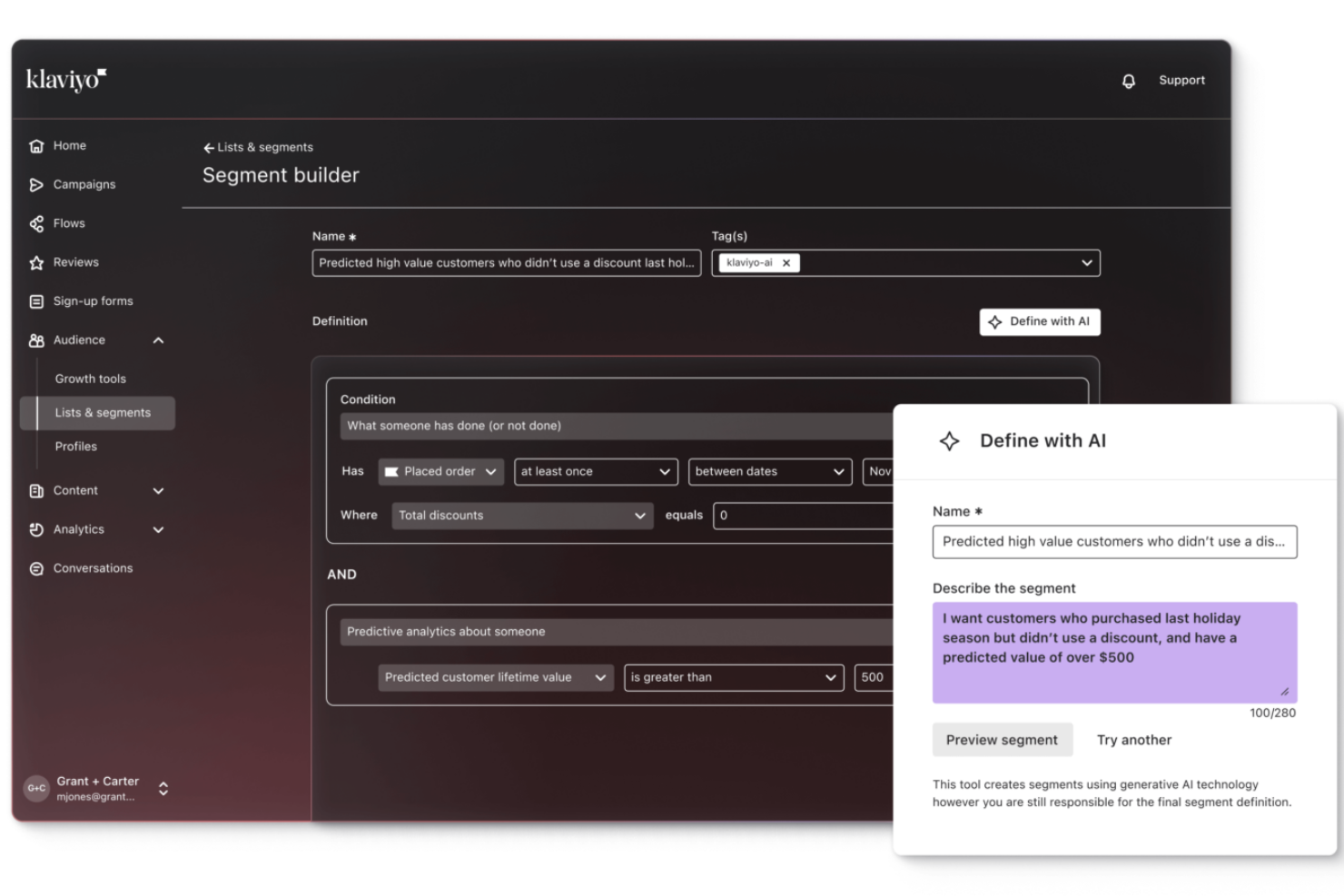 Klaviyo screenshot - 20 Best Marketing Segmentation Tools Reviewed for 2026